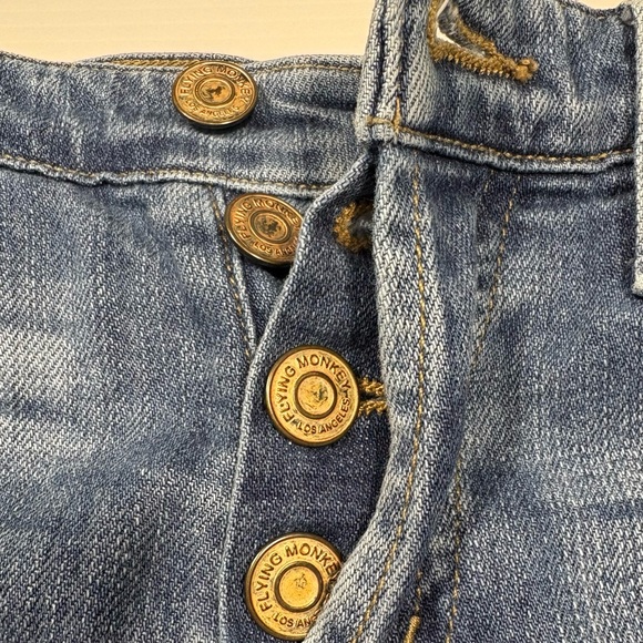 Flying Monkey Two-Tone Blue Flare Raw Hem Button Fly Jeans Sz25 - Picture 5 of 9